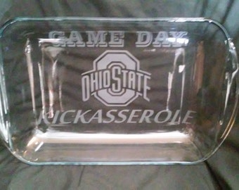 Personalized Casserole dish,Kickasserole dish,Custom casserole dish,etched casserole dish,personalized dish,game day,Ohio State,pyrex,anchor