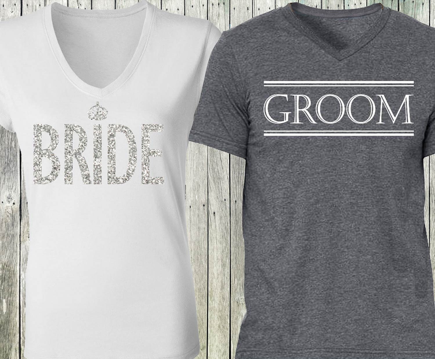 Bride Shirt Groom Shirt Special Deal Bride Vneck Wedding