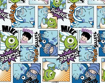 Disney Fabric Monsters Inc Fabric Sully Mike Fabric FLANNEL From Camelot