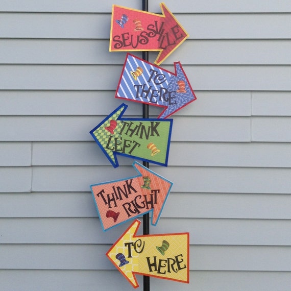 Items similar to Whimsical DR. SEUSS Inspired Arrow Signs (Set of 5 on ...