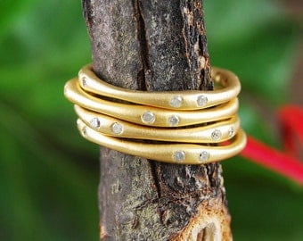Diamond Ring, Gold Ring, Gold Stacking Ring, Champagne Diamond, Diamond Stack Ring, Real Diamond, Stacking Rings, Diamond Rings, Diamond