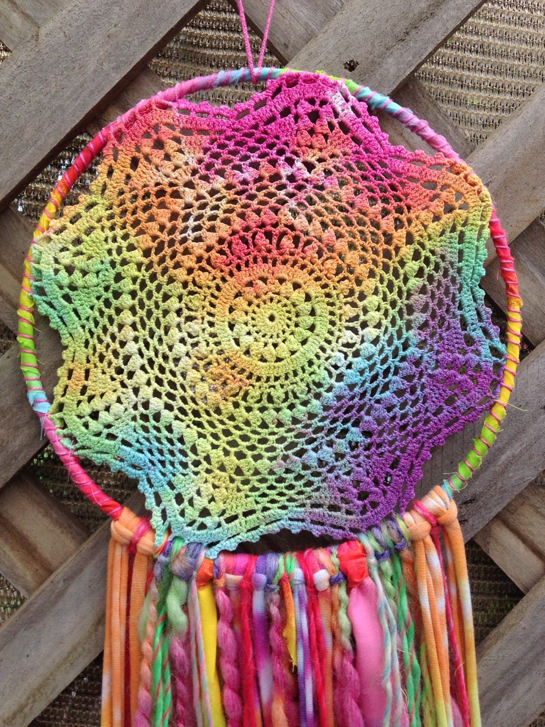 Tie Dye Vintage Crochet Doily Dream Catcher