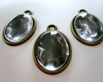 3 - 13mm x 18mm Cabochon Settings w/ glass cabochons