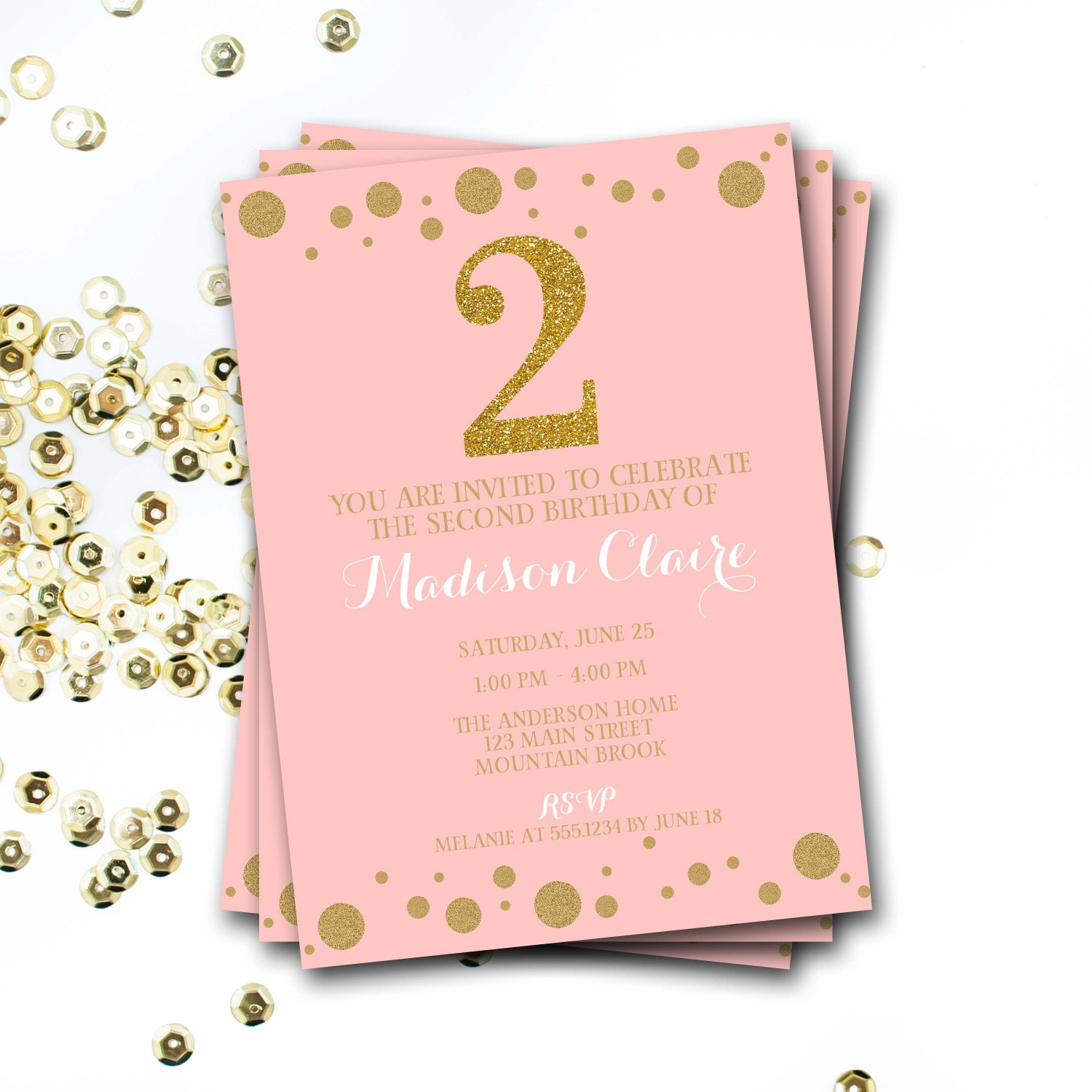 Pink And Gold Birthday Invitation Pink And Gold Invite