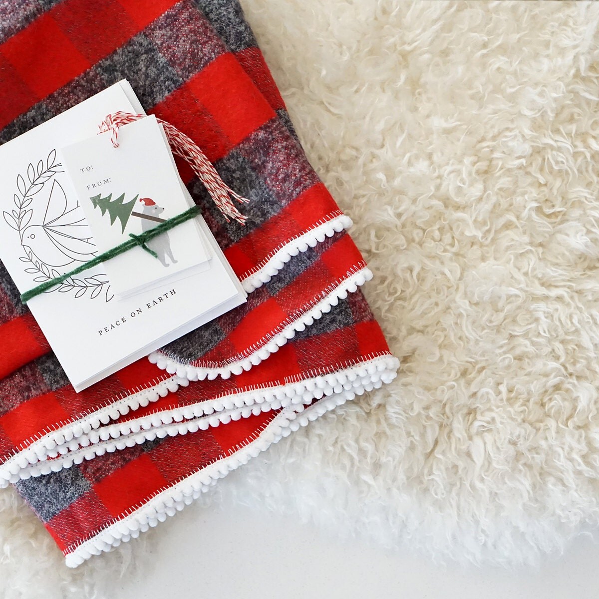 Heather Grey and Red Flannel Swaddle Blanket / Flannel Swaddle