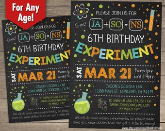 Science Birthday Invitations, Science Birthday Party, Science Invitation, Science Party, Mad Science Party, Printable Invitation