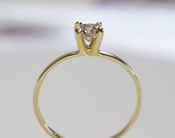 Solitaire Ring-Diamond Engagement Ring-14 k Yellow Gold ring-Promise ring -Solitaire engagement ring-For her jewelry- Anniversary ring-