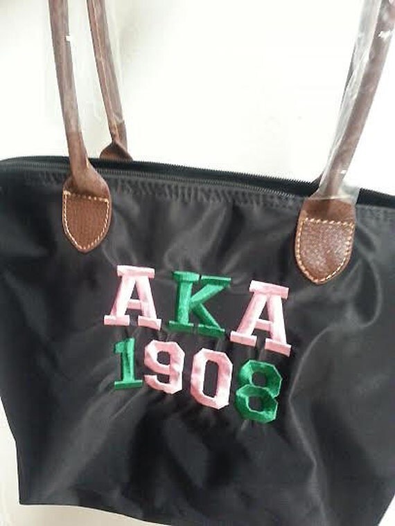 AKA sorority black totebag / Alpha Kappa Alpha bag by mustit
