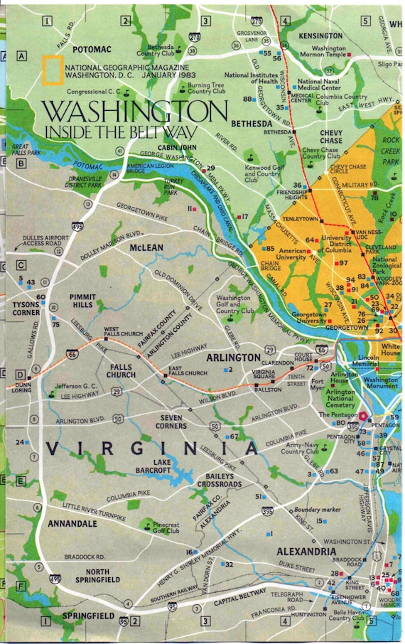 National Geographic Map Washington Dc inside the Beltway