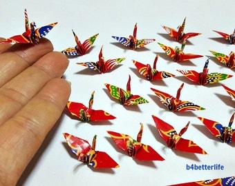 100pcs Multi-colored 1.5" Origami Cranes Hand-folded From 1.5"x1.5" Square Paper. (WR paper series). #FC15-44.