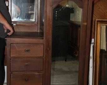 Antique/vintage vanity/mirror/wardrobe combo--Can be painted