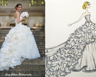 Custom bridal sketch | Etsy