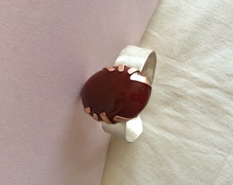 bracelet, silver, copper with agate