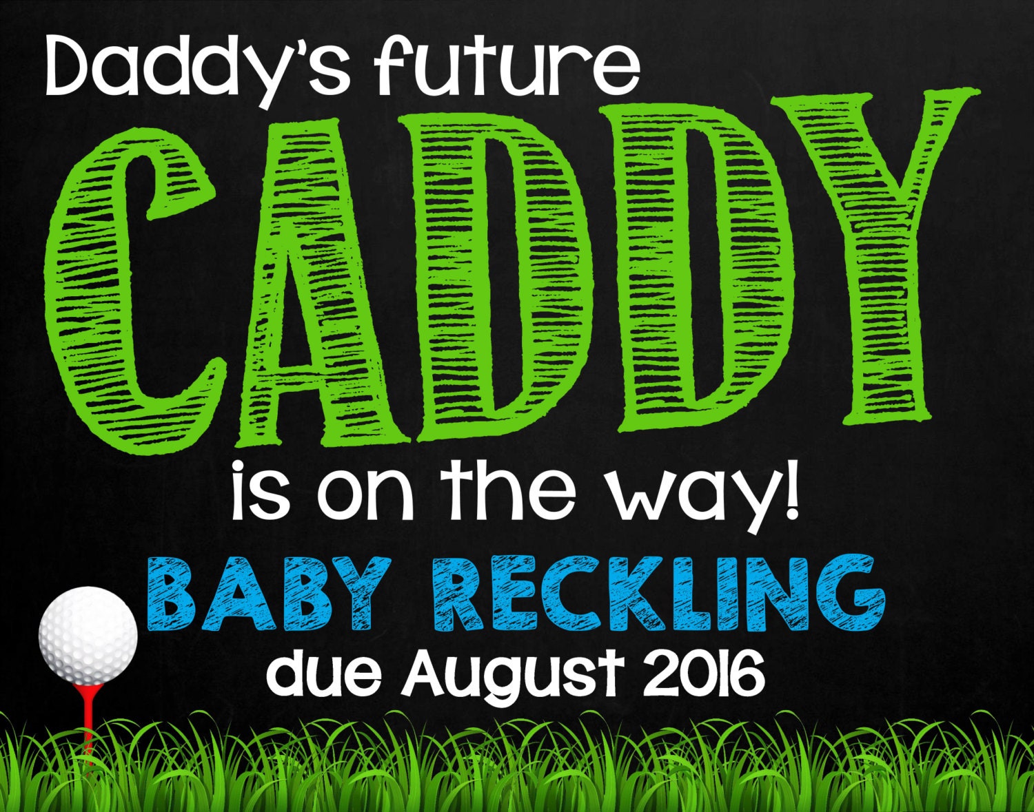 Pregnancy Announcement Chalkboard Golf Themed Daddy's