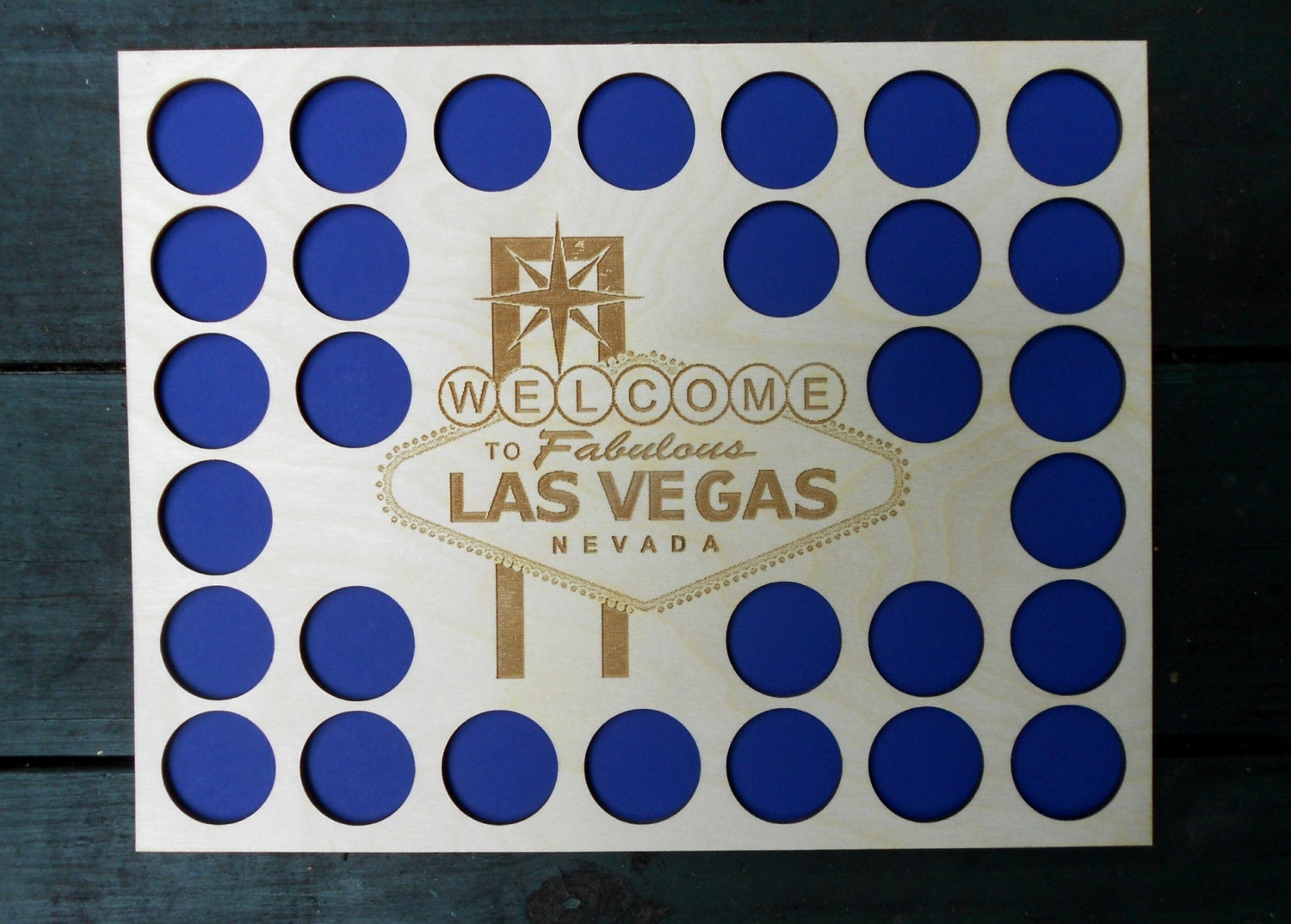Las Vegas Poker Chip Display Frame Insert Laserengraved Vegas