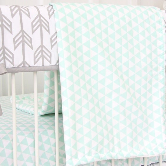 Gray and White Arrow Baby Bedding bumperless crib bedding