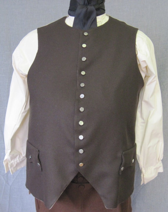 Men's 18th century Waistcoat Brown Wool 2X-LARGE