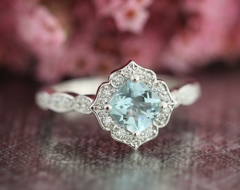Vintage Floral Morganite Engagement Ring in 14k Rose Gold