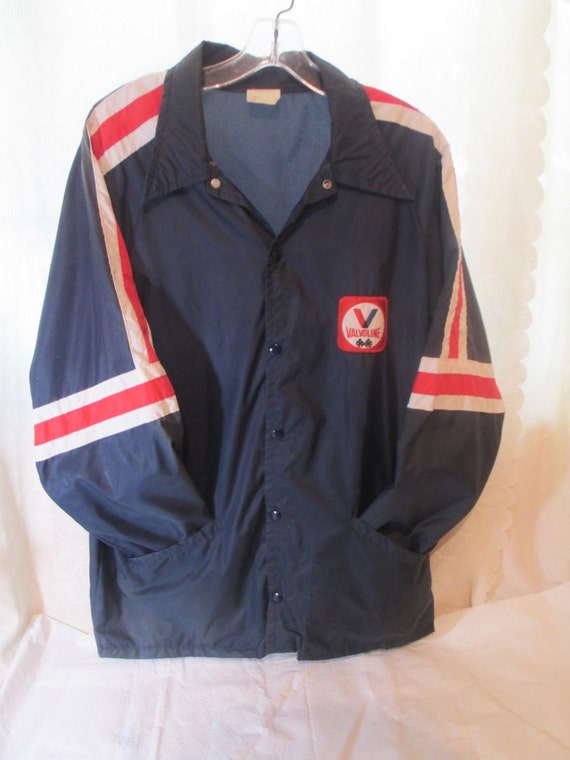 Valvoline Windbreaker Vintage Racing Jacket Blue Nylon Coat