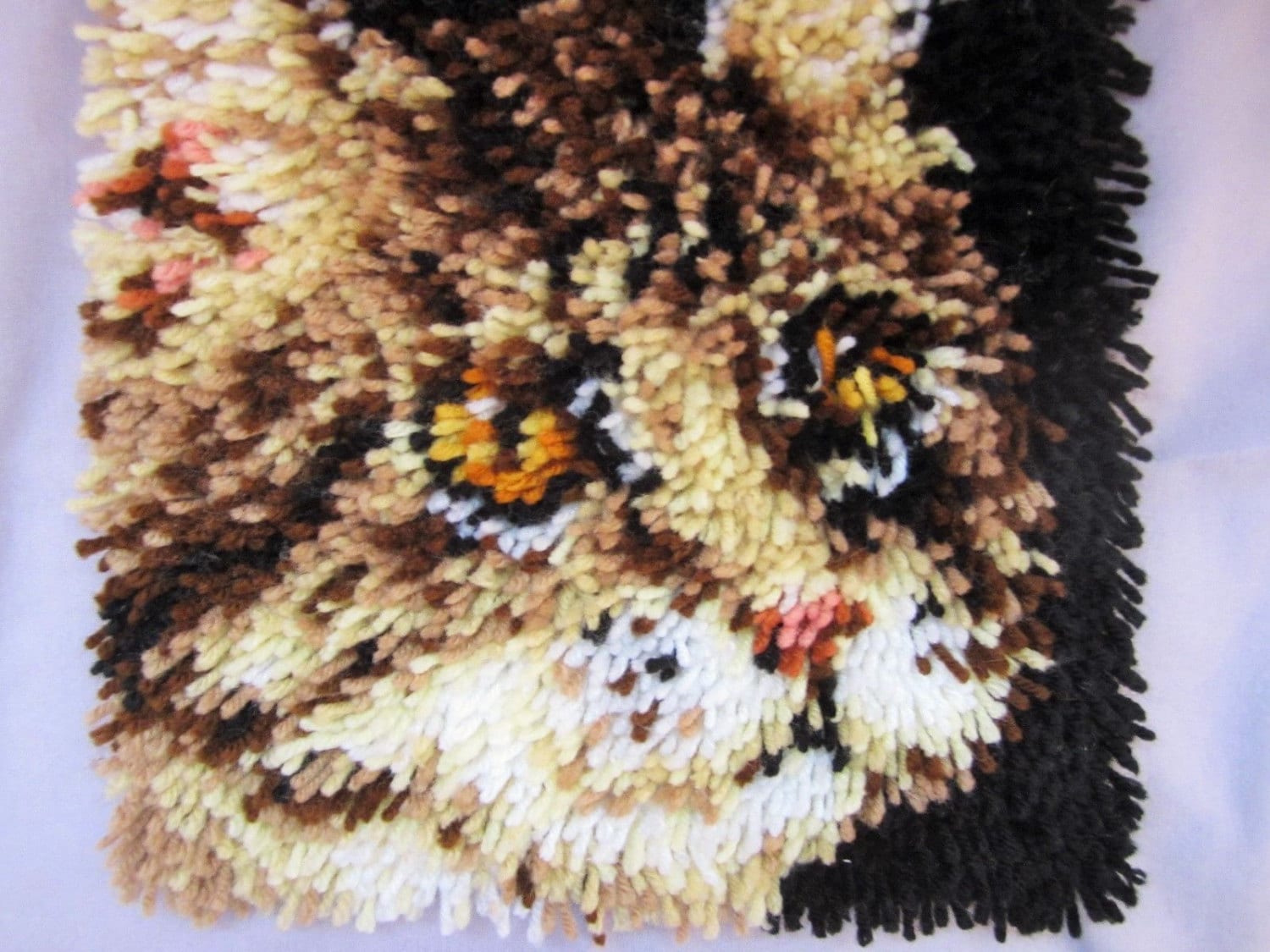 Tabby Cat Hooked Rug Cat Tapestry Tiger Kitty Latch Hook