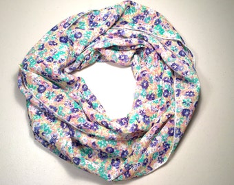 Spring, Summer Lightweight Infinity Scarf, Loop Scarf, Circle Scarf, Single Loop, Double Loop - Vintage Flower, Birthday