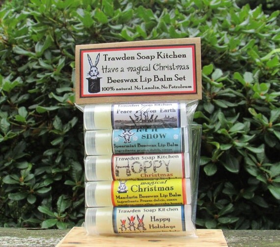 Christmas Lip Balm Set Bunny lip balm gift by TrawdenSoapKitchen