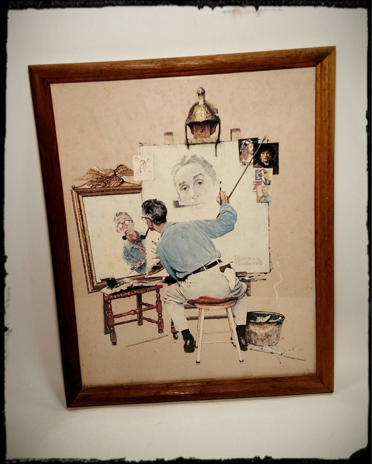 Collectible Norman Rockwell Triple Self Portrait Print