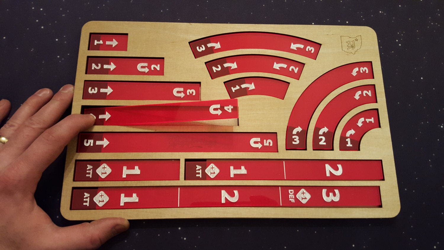 XWing Miniatures Maneuver Template set with wooden tray