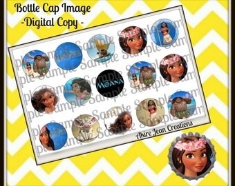 Moana images -INSTANT DOWNLOAD - Bottle cap Images - Cake toppers - Bow Center - Disney Princess, Hawaii, Aloha