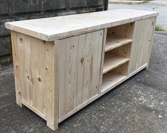Unfinished Rustic Entertainment Center TV Stand Console Table DIY