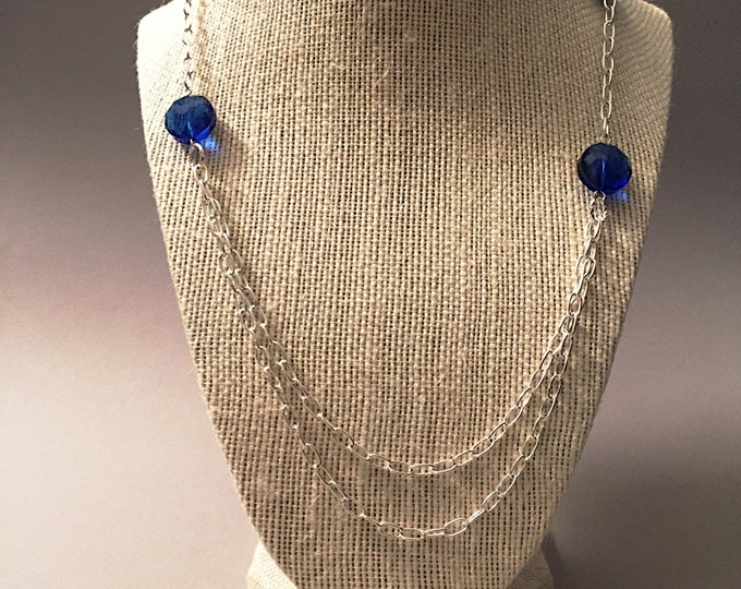Cobalt blue long necklace, Radiant Bright Cobalt Blue long Necklace, Blue Statement Necklace, long cobalt blue necklace