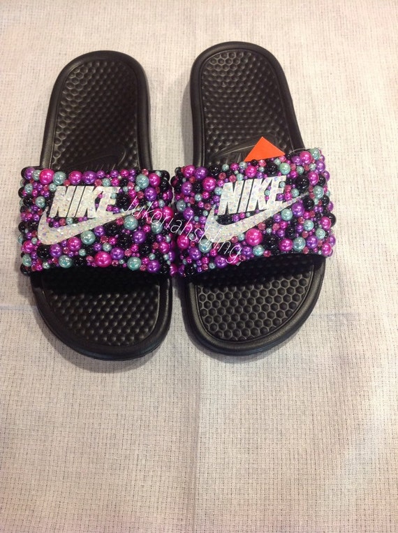 sparkly nike slides