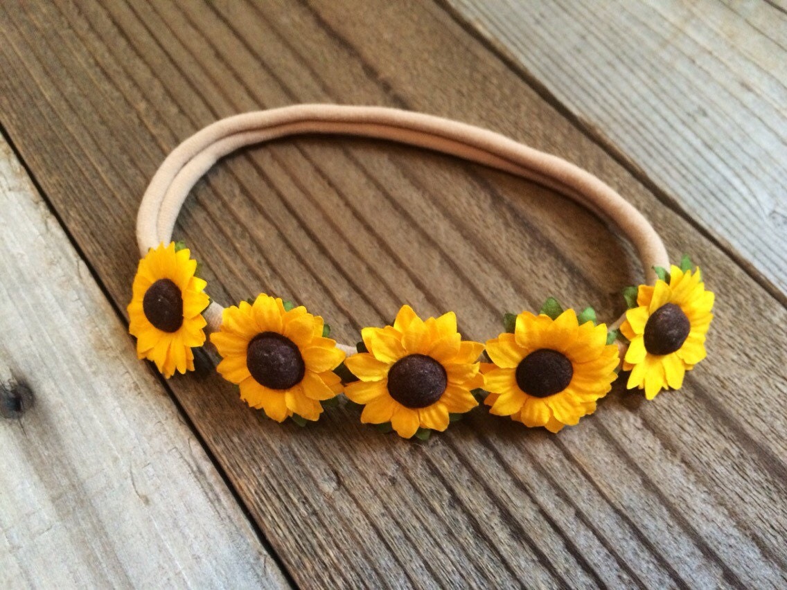 sunflower newborn headband