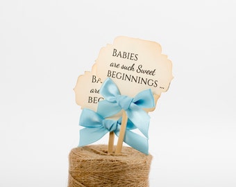 Baby Boy Cupcake Topper Decorations Shower Cupcake Toppers Food picks Picks, Cupcake Picks, Baby Boy shower Decorations Set of 12 (PT18)