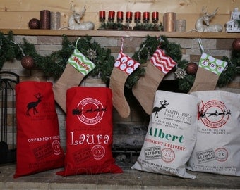 Personalized Santa Sack or Reindeer Sack. Christmas Gift Sacks. Great Price. Professional Vinyl Pressing. Christmas in July SALE!
