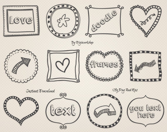 Doodle Frames clipart Digital Borders Clip Art Doodle