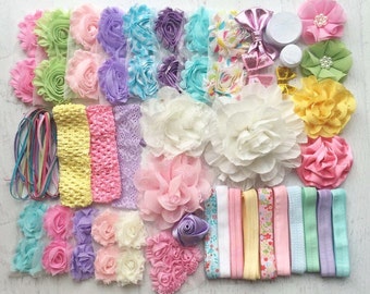 Baby Shower Headband Kit "Springtime Pastels", Baby Shower Headband Station, DIY Headband kit, Baby Girl Headbands, Baby Headband Kit