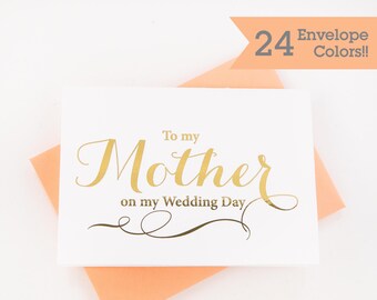 Gold Foiled Wedding Day Cards, To My Mother on My Wedding Day, Silver Foiled Wedding Day Cards, Wedding Day Thank You Card (WC020-CA-F)