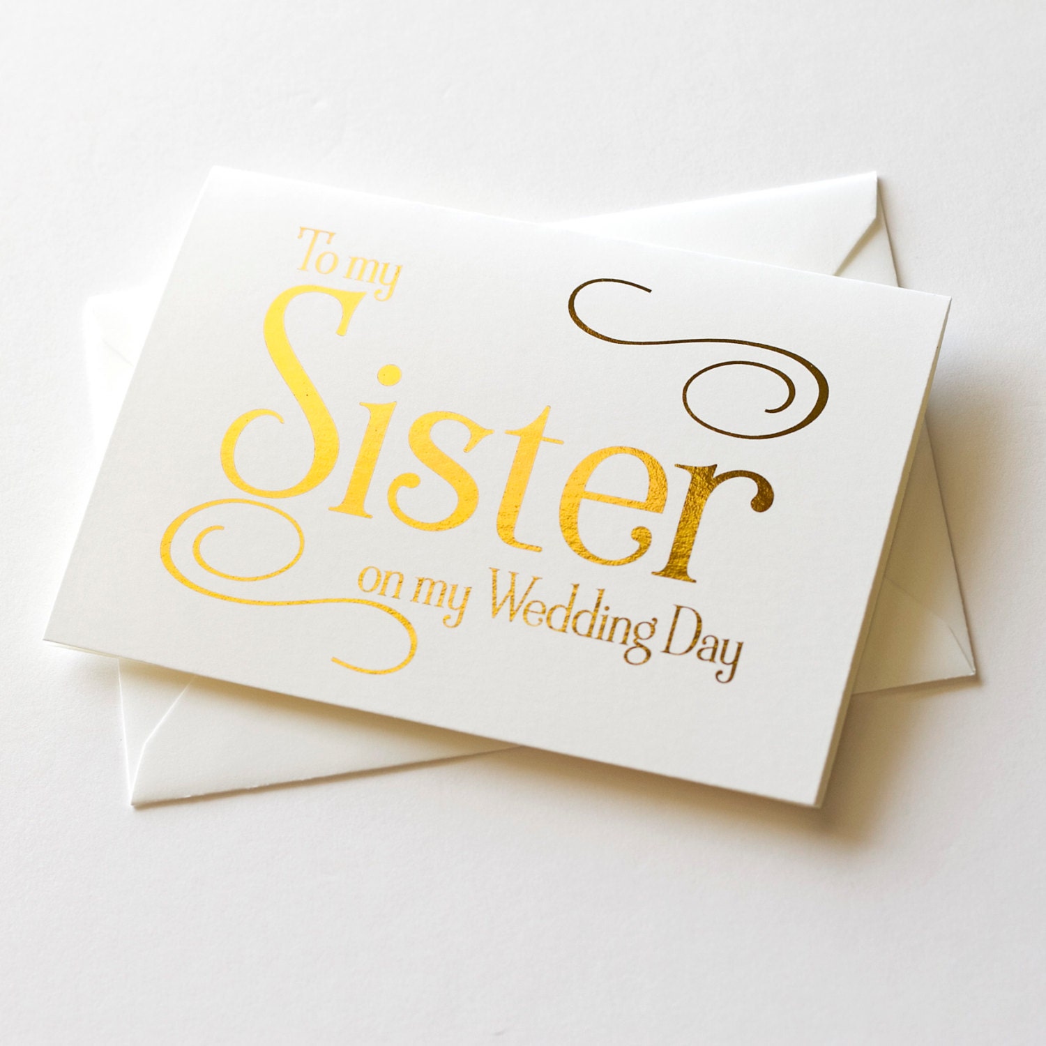 Foiled Wedding Card for Your Sister Silver Foil To My Sister