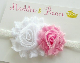 Pink and White Baby Headband, Pink Baby Headband, Baby Headband, Pink Headband, Newborn Headband, Flower Headband, Toddler Headband, Girls