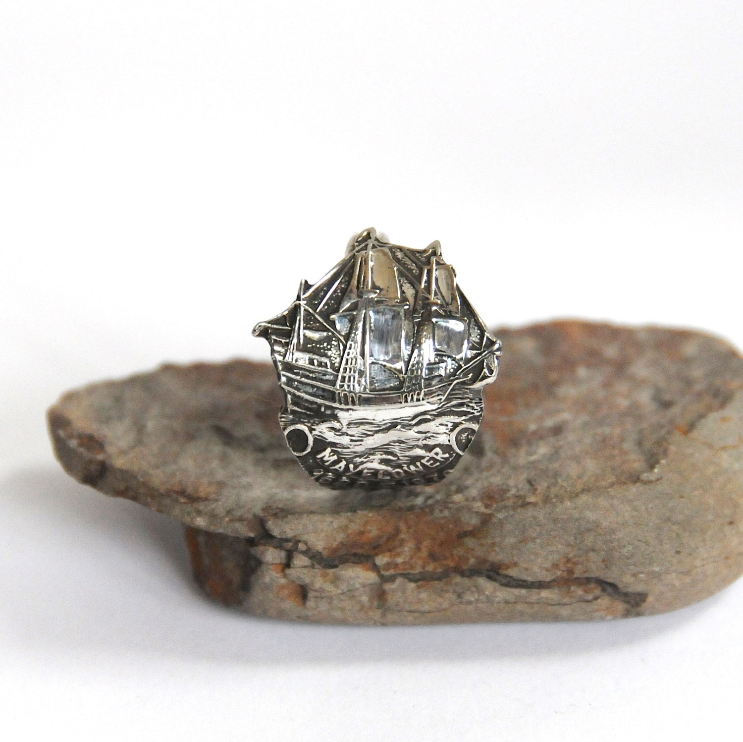 sailing ship ring spoon ring mayflower ring mayflower