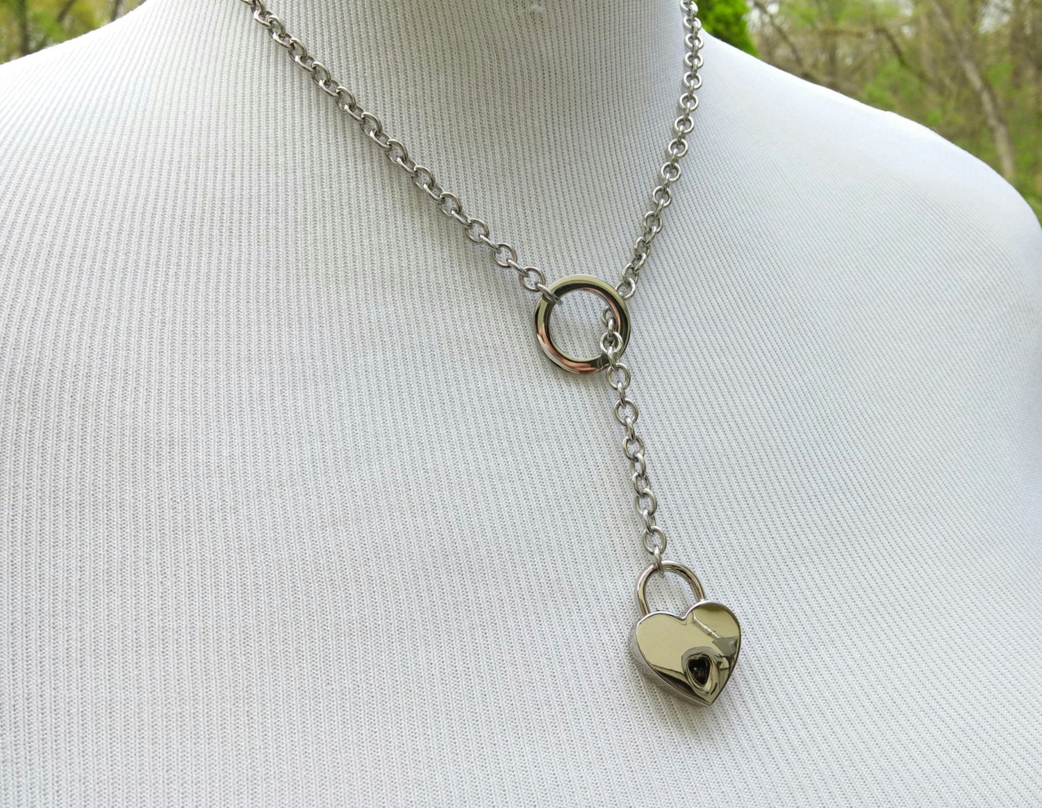 BDSM Discreet Slave Collar Necklace Stainless Steel Lariat