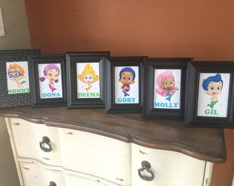 Bubble Guppies Character Cards / Table Cards / Party Decorations (Gil, Molly, Gobby, Deema, Oona, Nonny, Mr Grouper, Bubble Puppy)