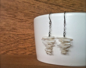 white coral branch earrings