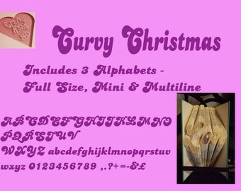 Book Folding Pattern Alphabet 23 Curvy Christmas - Includes Full Size Alphabet, Mini Alphabet and Multiline Alphabet -PDF - Instant Download
