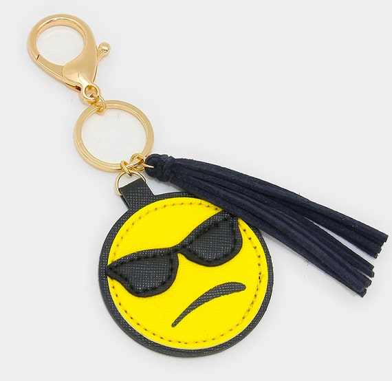 Emoji Keychain With Faux Suede Tassel Charm Trendy by Go2KnitHats