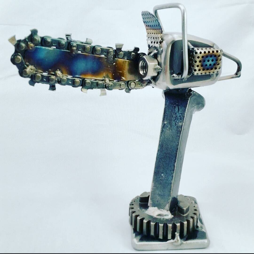 Custom made scrap metal art chainsaw sculpture