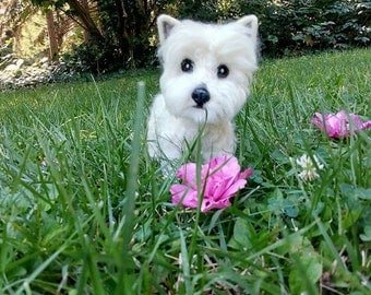 Custom felted dog, Pet portrait sculpture, Mini pet replica, Dog lovers gift, Needle felted animal, Felted Westie, Memorial pet