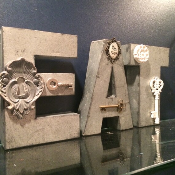 eat sign rustic metal eat lettersrustic kitchen decor by Bedotted