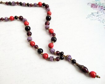 Pure Silver Aara Red Stone Necklace